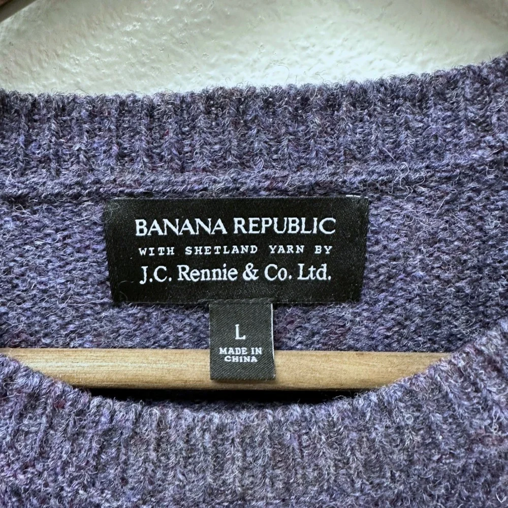 Banana Republic x J.C. Rennie & Co. Mens Shetland Wool Sweater‎ Purple L